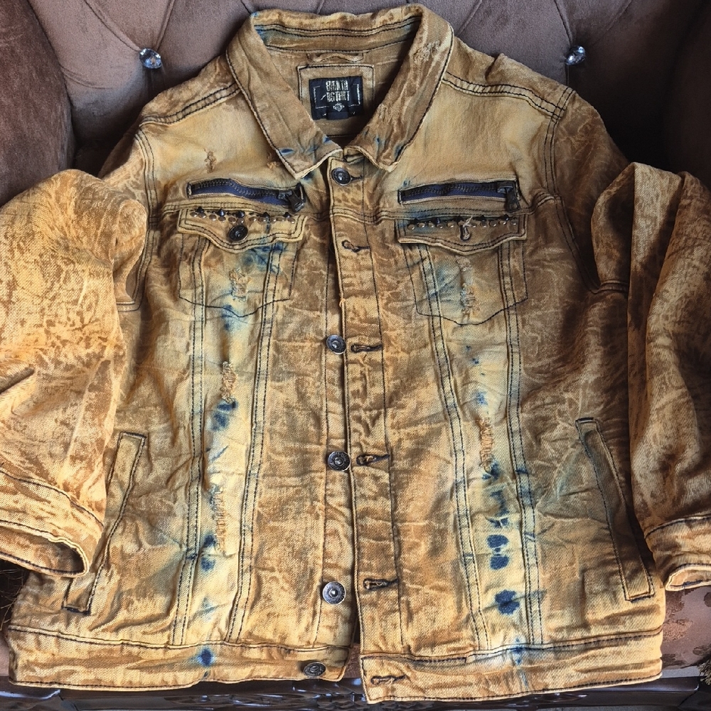 Urban Outfitters Mustard and Navy Denim Jacket
